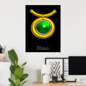 TAURUS / GOLD, GREEN EMERALD ZODIAC SIGN JEWEL POSTER (Heimbüro)