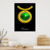 TAURUS / GOLD, GREEN EMERALD ZODIAC SIGN JEWEL POSTER (Küche)