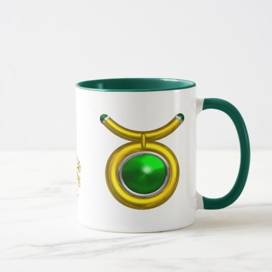 TAURUS / GOLD, GREEN EMERALD ZODIAC SIGN JEWEL TASSE (Rechts)