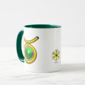 TAURUS / GOLD, GREEN EMERALD ZODIAC SIGN JEWEL TASSE (Vorderseite Links)