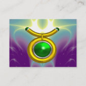 TAURUS / GOLD, GREEN EMERALD ZODIAC SIGN JEWEL VISITENKARTE (Rückseite)
