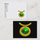 TAURUS GOLD ZODIAC JEWEL Green Emerald Schwarz-wei Visitenkarte (Vorne/Hinten)