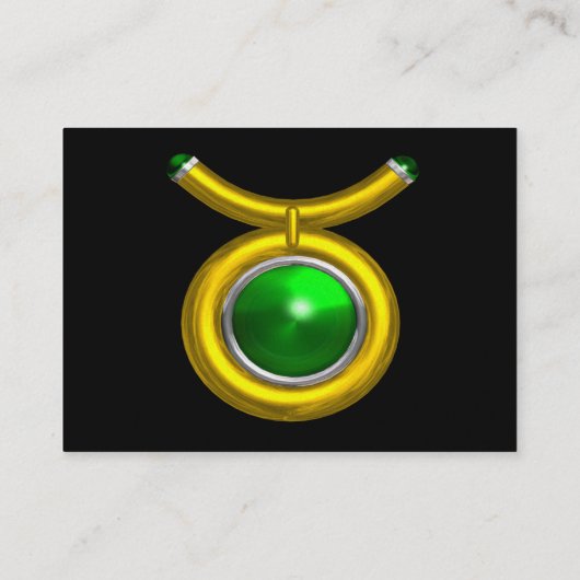 TAURUS GOLD ZODIAC JEWEL Green Emerald Schwarz-wei Visitenkarte (Rückseite)