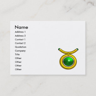TAURUS GOLD ZODIAC JEWEL Green Emerald Schwarz-wei Visitenkarte