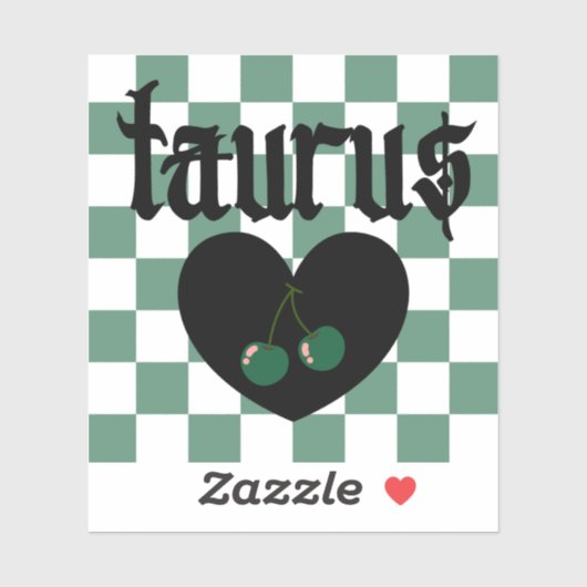 Taurus Gothic ästhetic Checkered Cherry Art Aufkleber (Blatt)