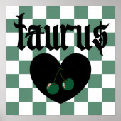 Taurus Gothic ästhetic Checkered Cherry Art Poster (Vorne)