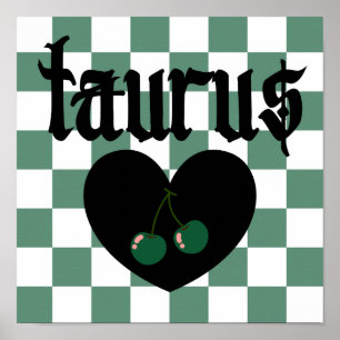 Taurus Gothic ästhetic Checkered Cherry Art Poster