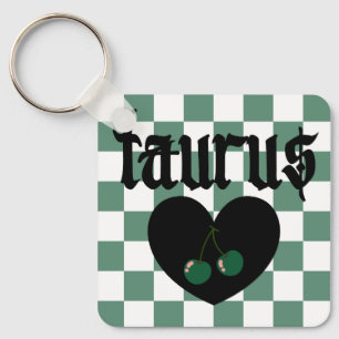 Taurus Gothic ästhetic Checkered Cherry Design Schlüsselanhänger