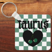 Taurus Gothic ästhetic Checkered Cherry Design Schlüsselanhänger (Vorderseite)