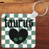 Taurus Gothic ästhetic Checkered Cherry Design Schlüsselanhänger (Rückseite)
