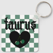 Taurus Gothic ästhetic Checkered Cherry Design Schlüsselanhänger (Rückseite)