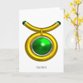 TAURUS / GREEN EMERALD GOLD ZODIAC BIRTHDAY JEWEL KARTE (Gelbe Blume)