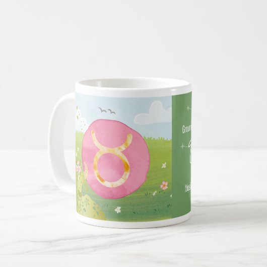 Taurus Green Pink Astrologie Zodiac Zeichen Kaffeetasse (Vorderseite Links)