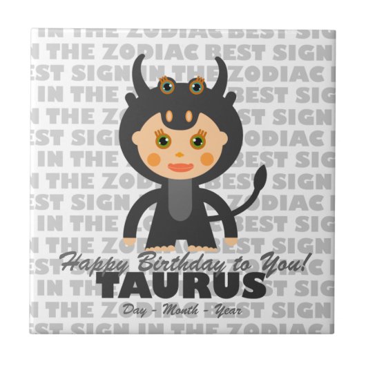 Taurus Happy Birthday Fliese (Vorderseite)
