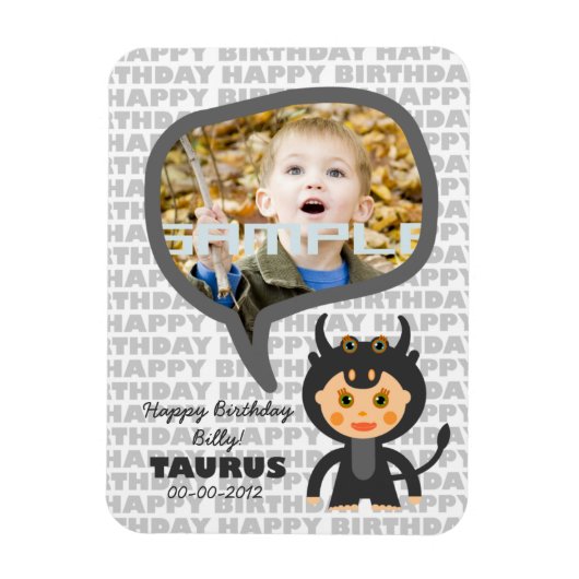 Taurus Happy Birthday Keepake für Kinder Magnet (Vertikal)