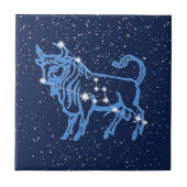 Taurus Konstellation und Sonnenzeichen mit Sternen Fliese (Vorderseite)