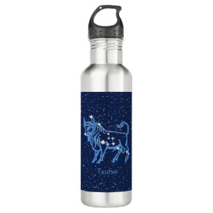 Taurus Konstellation und Zodiac-Zeichen mit Sterne Edelstahlflasche