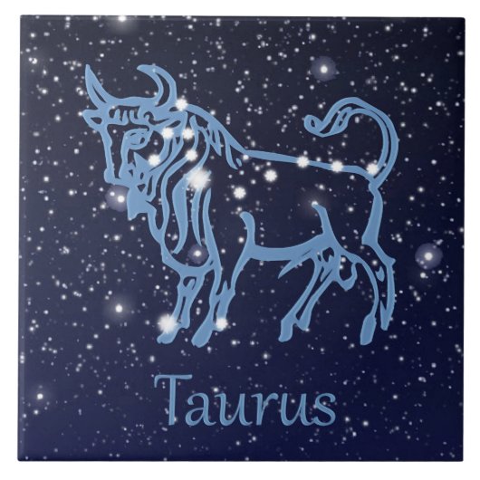 Taurus Konstellation und Zodiac-Zeichen mit Sterne Fliese (Vorderseite)