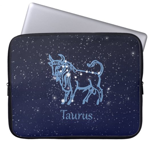 Taurus Konstellation und Zodiac-Zeichen mit Sterne Laptopschutzhülle (Vorderseite)