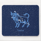 Taurus Konstellation und Zodiac-Zeichen mit Sterne Mousepad (Vorne)