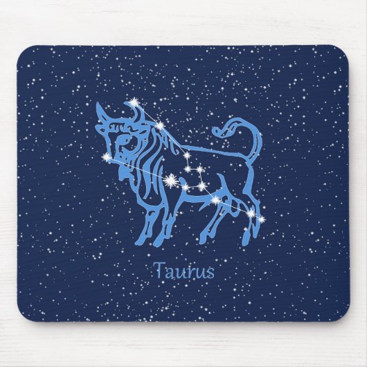 Taurus Konstellation und Zodiac-Zeichen mit Sterne Mousepad (Vorne)