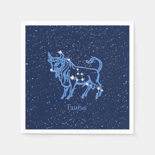 Taurus Konstellation und Zodiac-Zeichen mit Sterne Serviette (Vorderseite)