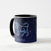 Taurus Konstellation und Zodiac-Zeichen mit Sterne Tasse (Vorderseite Links)