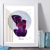 Taurus Lila Gold Feminine Zodiac Design Poster