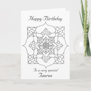 Taurus Mandala: Color your own Birthday Card Karte