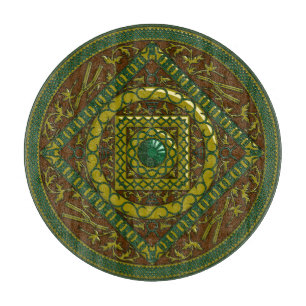 Taurus Mandala Glass Cutting Board Schneidebrett