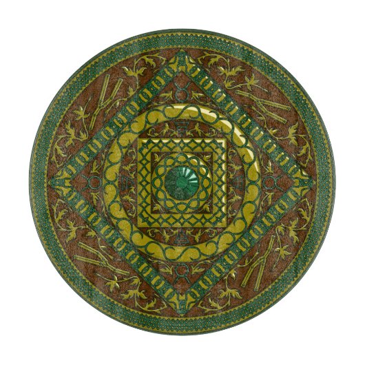 Taurus Mandala Glass Cutting Board Schneidebrett (Vorderseite)
