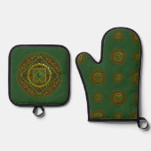 Taurus Mandala Ofenhandschuh & Topflappen-Set (Vorderseite)