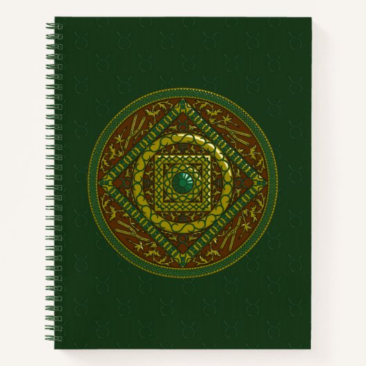 Taurus Mandala Spiral Notebook Notizblock (Vorderseite)