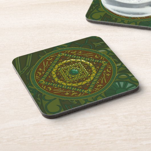 Taurus Mandala Square Untersetzer (Linke Seite)