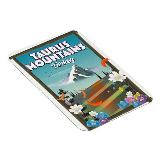 Taurus Mountains Türkei Reiseplakat. Magnet (Rechte Seite)