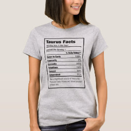 Taurus Nutrition Fact Zodiac T - Shirt