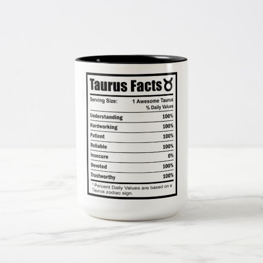 Taurus Nutrition Fakten Zweifarbige Tasse (Mittel)