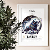 Taurus Personalisiert Elegant Zodiac Wasserfarbe Poster