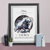 Taurus Personalisiert Elegant Zodiac Wasserfarbe Poster