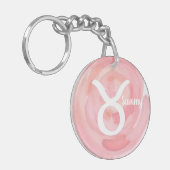 Taurus Personalisiert Watercolor Zodiac Sign Schlüsselanhänger (Vorderseite links)