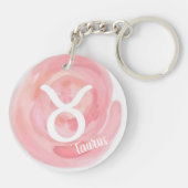 Taurus Personalisiert Watercolor Zodiac Sign Schlüsselanhänger (Rückseite)