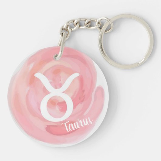 Taurus Personalisiert Watercolor Zodiac Sign Schlüsselanhänger (Rückseite)