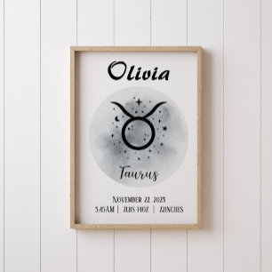 Taurus Personalisiert Zodiac Individuelle Name Poster