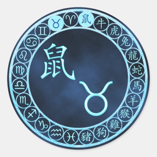 Taurus/Rat Runder Aufkleber (Vorderseite)