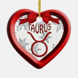 Taurus Red Heart Snowflake Weihnachtsschmuck