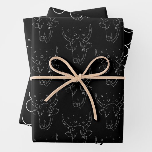 Taurus-Set von 3 Umschlagpapier Geschenkpapier Set (Beispiel)
