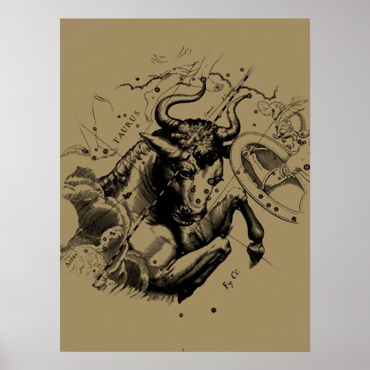 Taurus Signature Constellation Hevelius ca. 1690 Poster (Vorne)