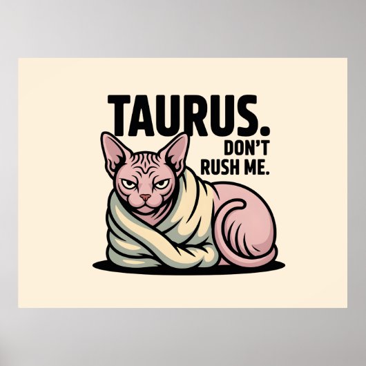 Taurus Sphynx Cat Zodiac Attitude Illustration Poster (Vorne)