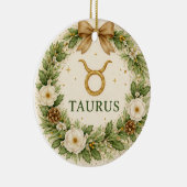 Taurus-Sternzeichen-Weihnachtsbaumschmuck – Winter Keramik Ornament (Rechts)