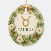 Taurus-Sternzeichen-Weihnachtsbaumschmuck – Winter Keramik Ornament (Links)
